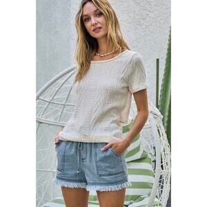 BT2926R CABLE KNIT TOP WITH BACK DOUBLE TWIST DETAIL